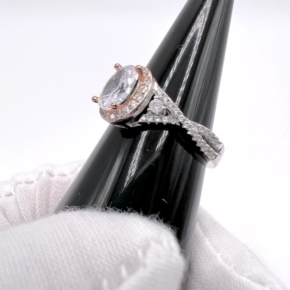 Sterling Silver Two Tone Cz Ring - Picture 3 of 17